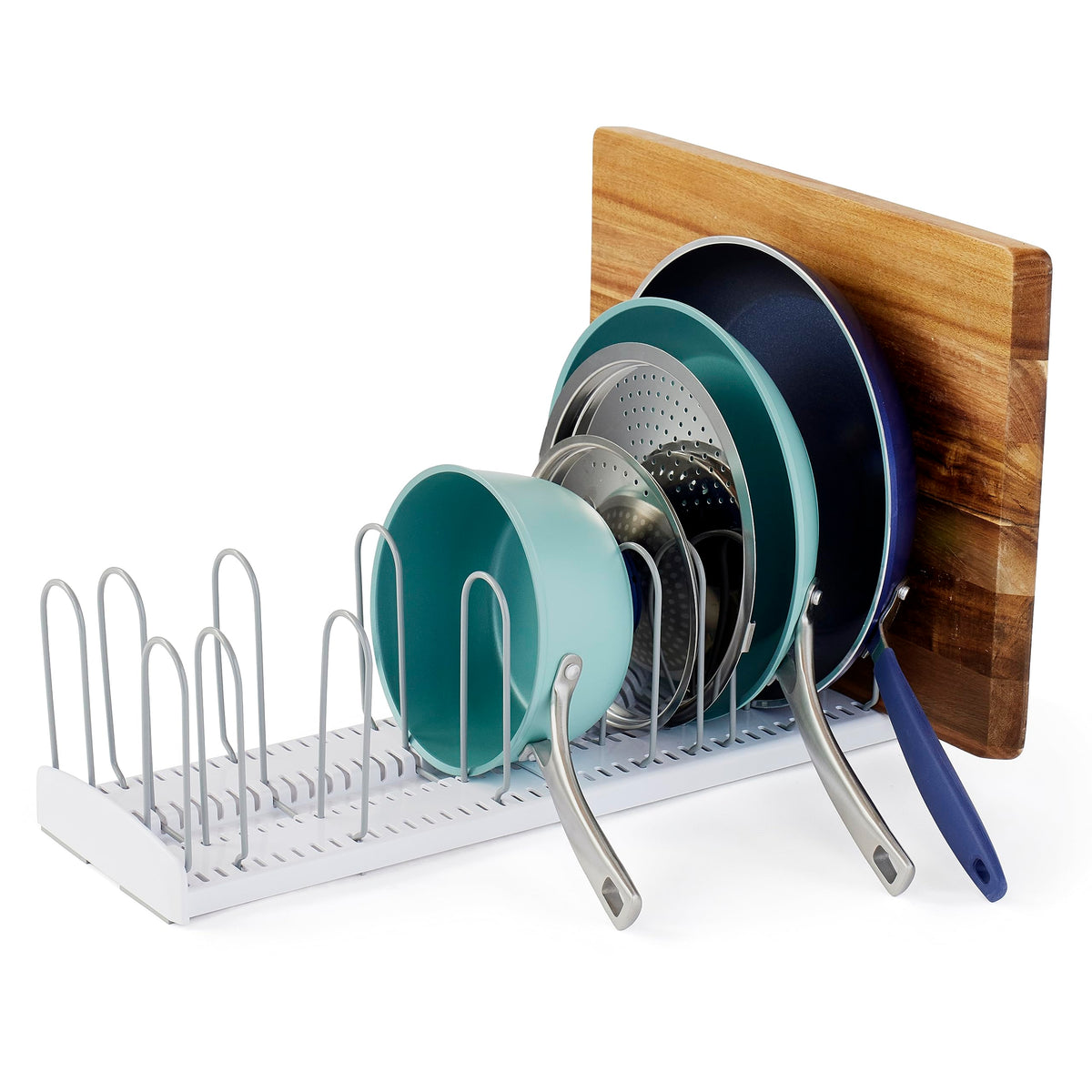 Expandable Pan and Lid Rack Adjustable Pot Lids and Pans Organizer