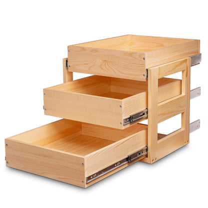 Mulush Pull Out Drawers For Cabinets 20W×21D×19H Soft Close Slide Out Wood Shelves Storage Organizer for Kitchen 3-Tier Finished Heavy-Duty Bottom Assembly