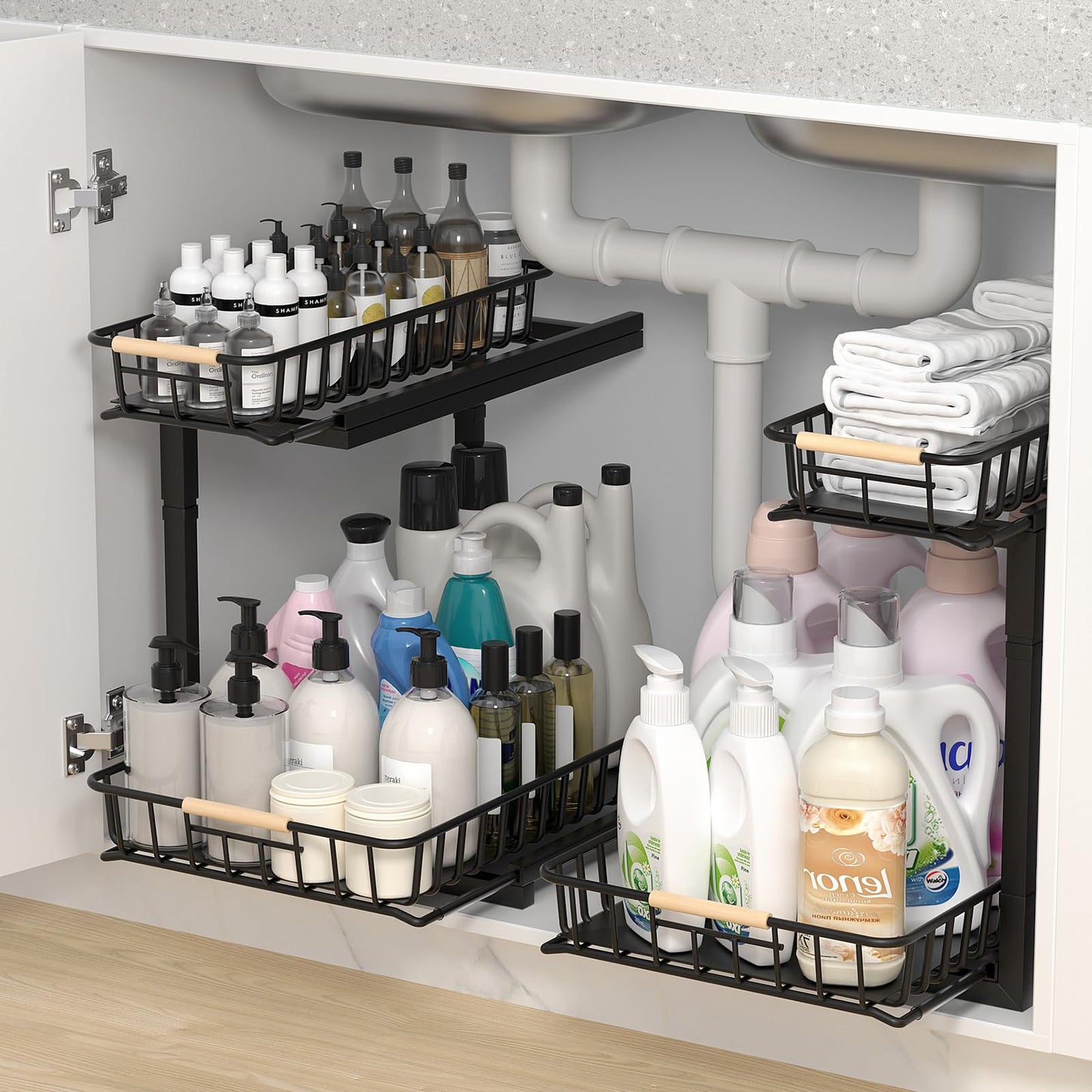 VIVAHEARTH Glide-Out Under Sink Caddy - Dual Pack