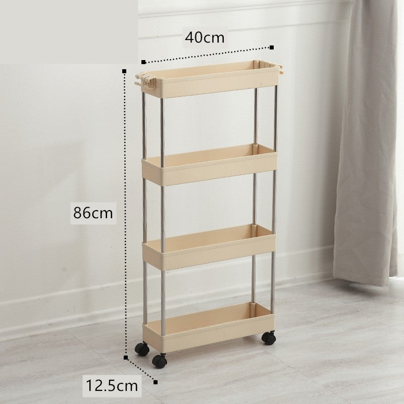 Narrow Storage Rack for Bathroom and Kitchen Spaces