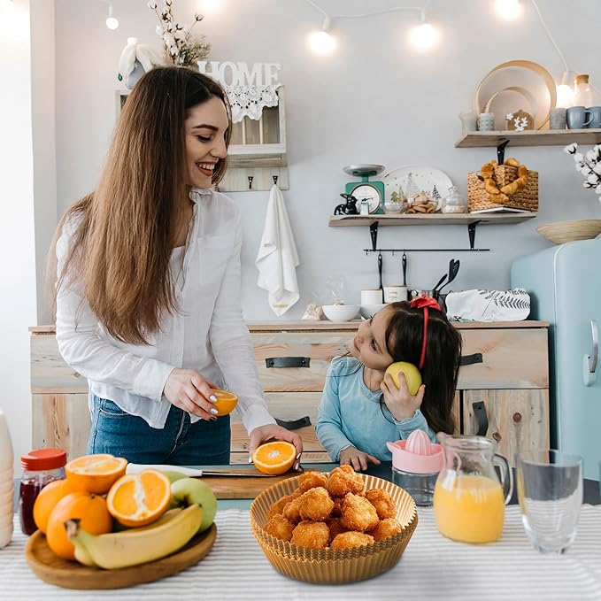 Air Fryer Liners 100PCS – 8 Inch Round Disposable Air Fryer Liners, Non-Stick, Oil-Proof & Heat Resistant for 5-8QT Air Fryers, Oven, Microwave, Baking, Roasting, Steaming