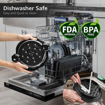 Heavy Duty Chicken Shredder Tool Twist – Visible Meat Shredder BPA-Free, Anti-Slip Base – Manual Meat Grinder for Shredding Pork, Beef, Chicken – Includes Brush, Tong, Silicone Mat & Middle Plate