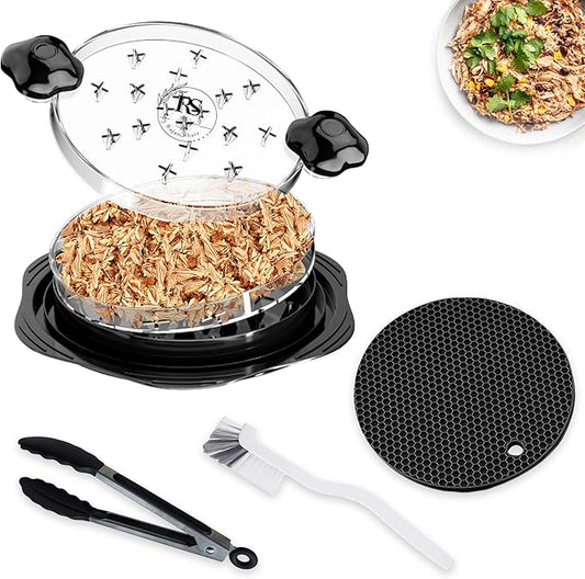 Heavy Duty Chicken Shredder Tool Twist – Visible Meat Shredder BPA-Free, Anti-Slip Base – Manual Meat Grinder for Shredding Pork, Beef, Chicken – Includes Brush, Tong, Silicone Mat & Middle Plate