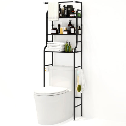 DOFIMATE Over The Toilet Storage CabinetMetal 3 Tier Bathroom Organizer Shelf Over ToiletStable Freestanding Above Toilet StandStable Freestanding Bathroom Organizer Above Toilet Stand ShelfBlack
