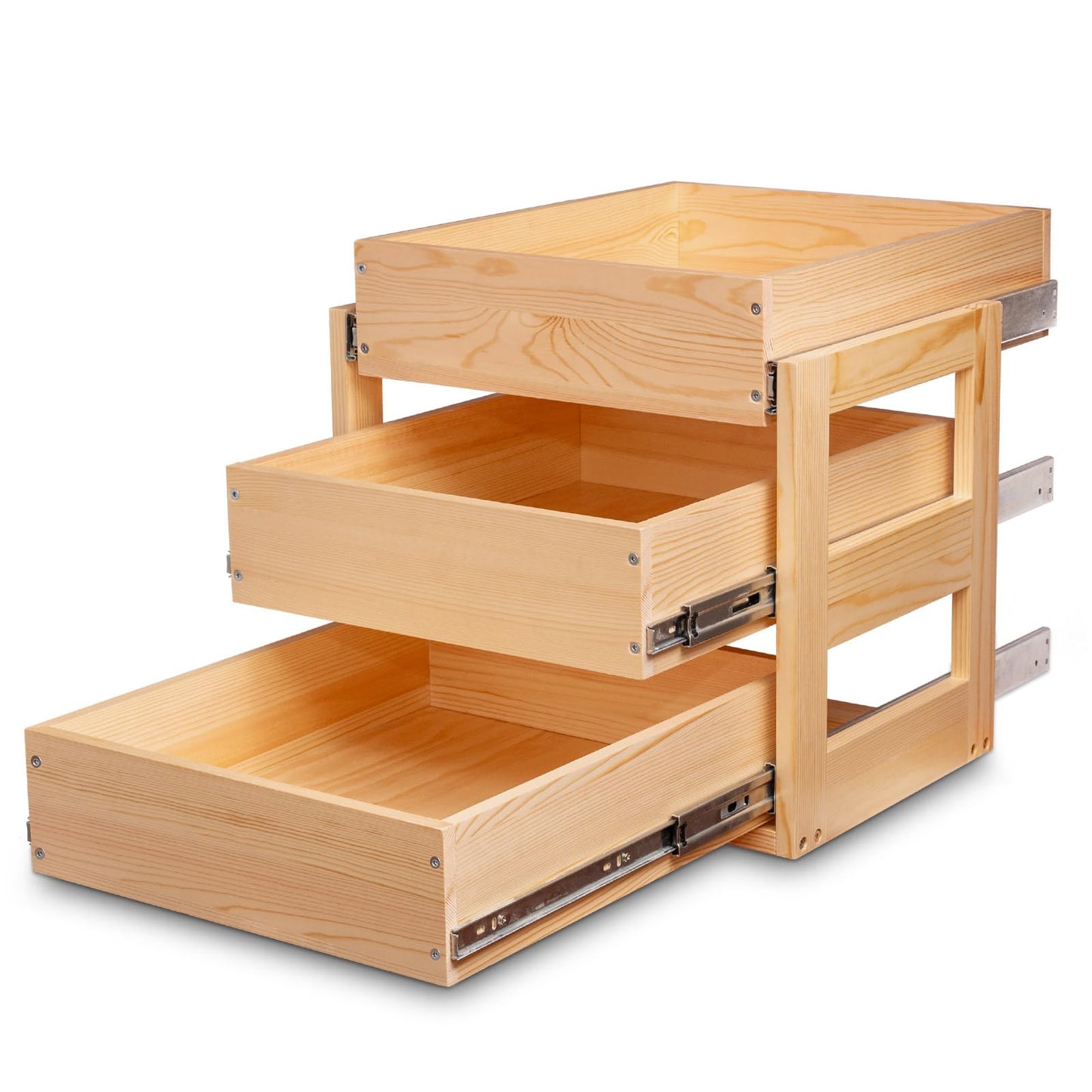 Mulush Pull Out Drawers For Cabinets 20W×21D×19H Soft Close Slide Out Wood Shelves Storage Organizer for Kitchen 3-Tier Finished Heavy-Duty Bottom Assembly
